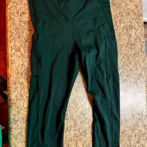 Athleta Ultimate Run 7/8 Tight Leggings Dark Green Zipper ankle